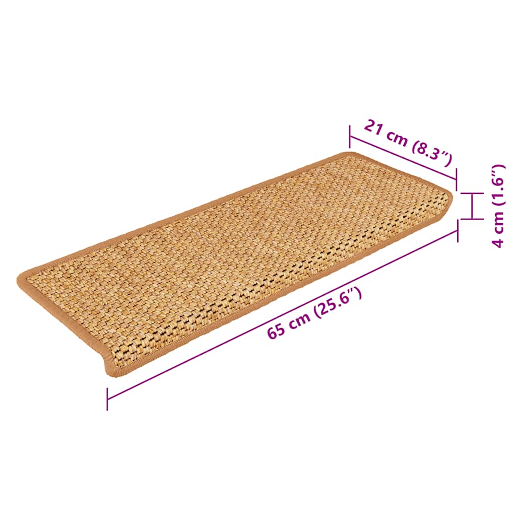 Stair Mats Self-adhesive Sisal-Look 15 pcs 65x21x4 cm Orange