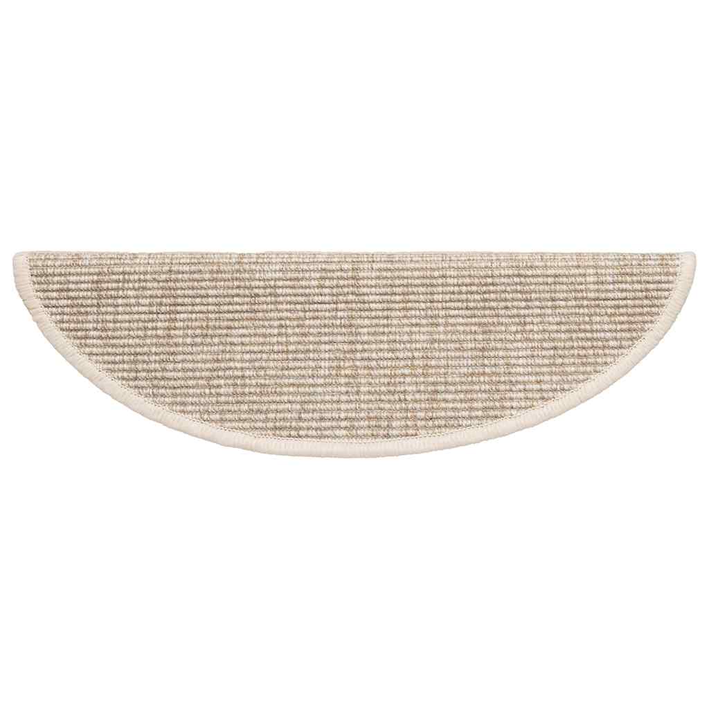 Stair Mats 15 pcs 56x17x3 cm Light Beige Half Round