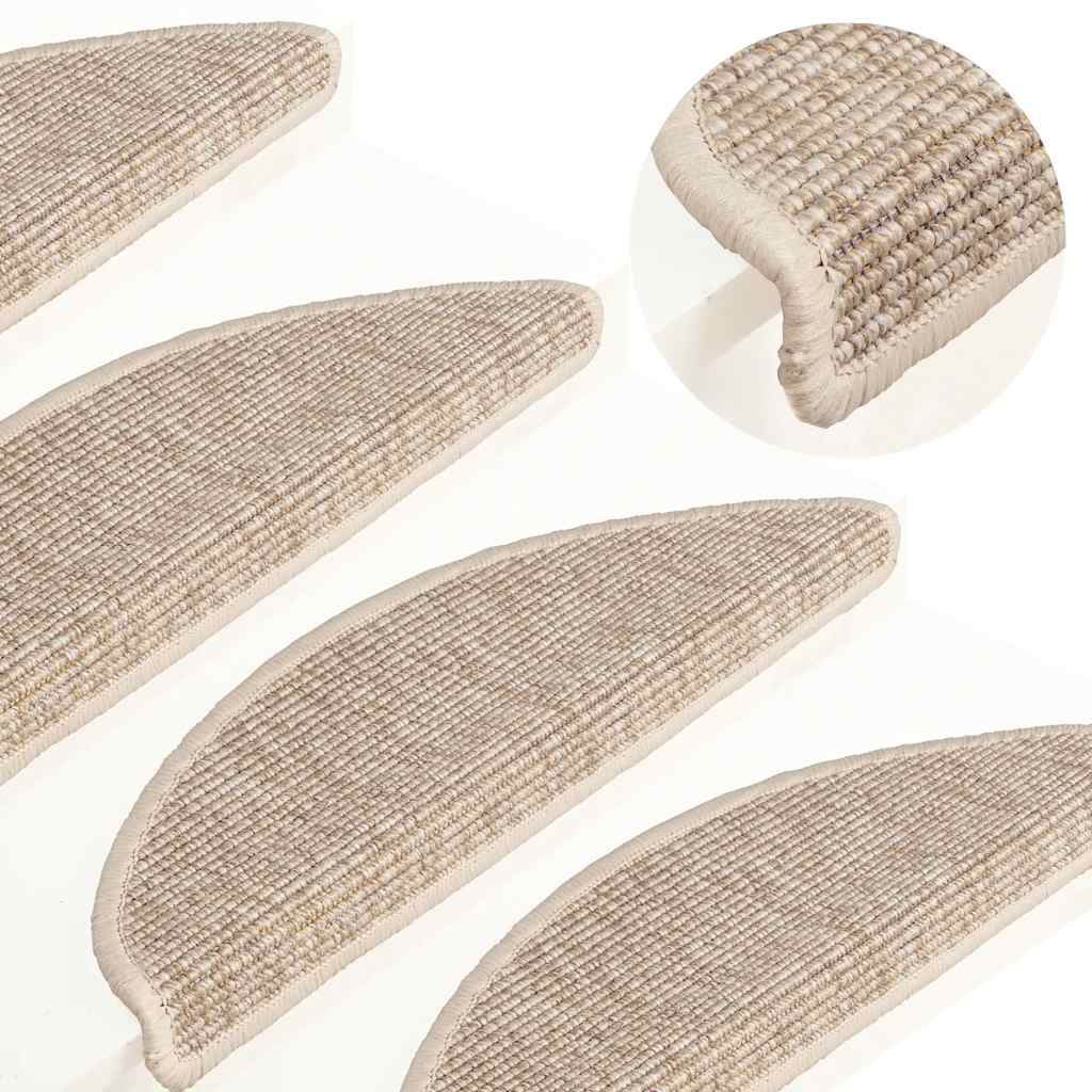 Stair Mats 15 pcs 56x17x3 cm Light Beige Half Round