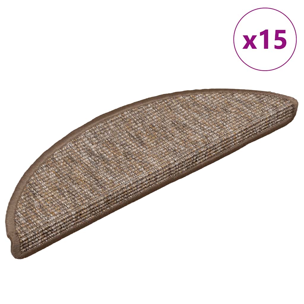 Stair Mats 15 pcs 56x17x3 cm Light Brown Half Round