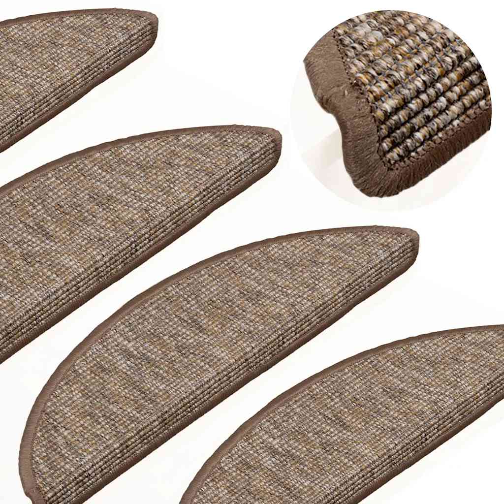 Stair Mats 15 pcs 56x17x3 cm Light Brown Half Round