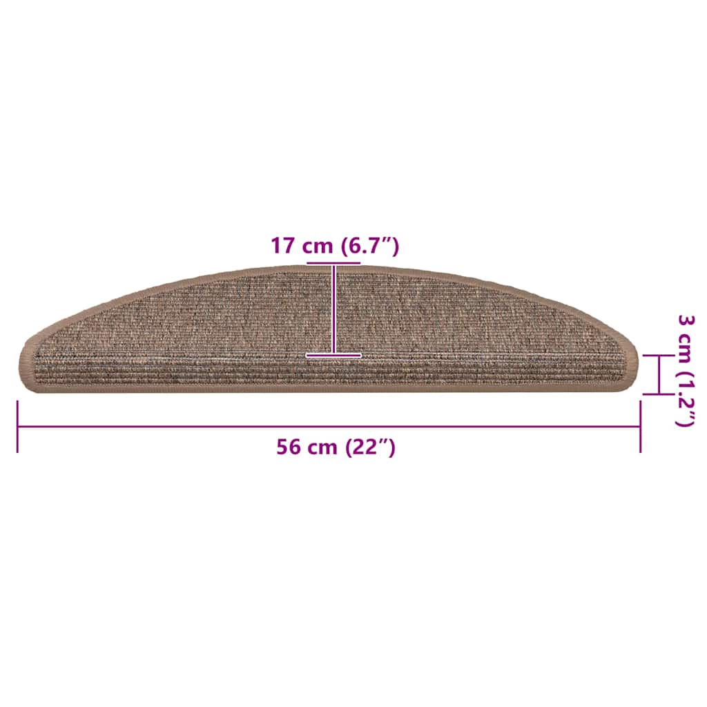 Stair Mats 15 pcs 56x17x3 cm Light Brown Half Round