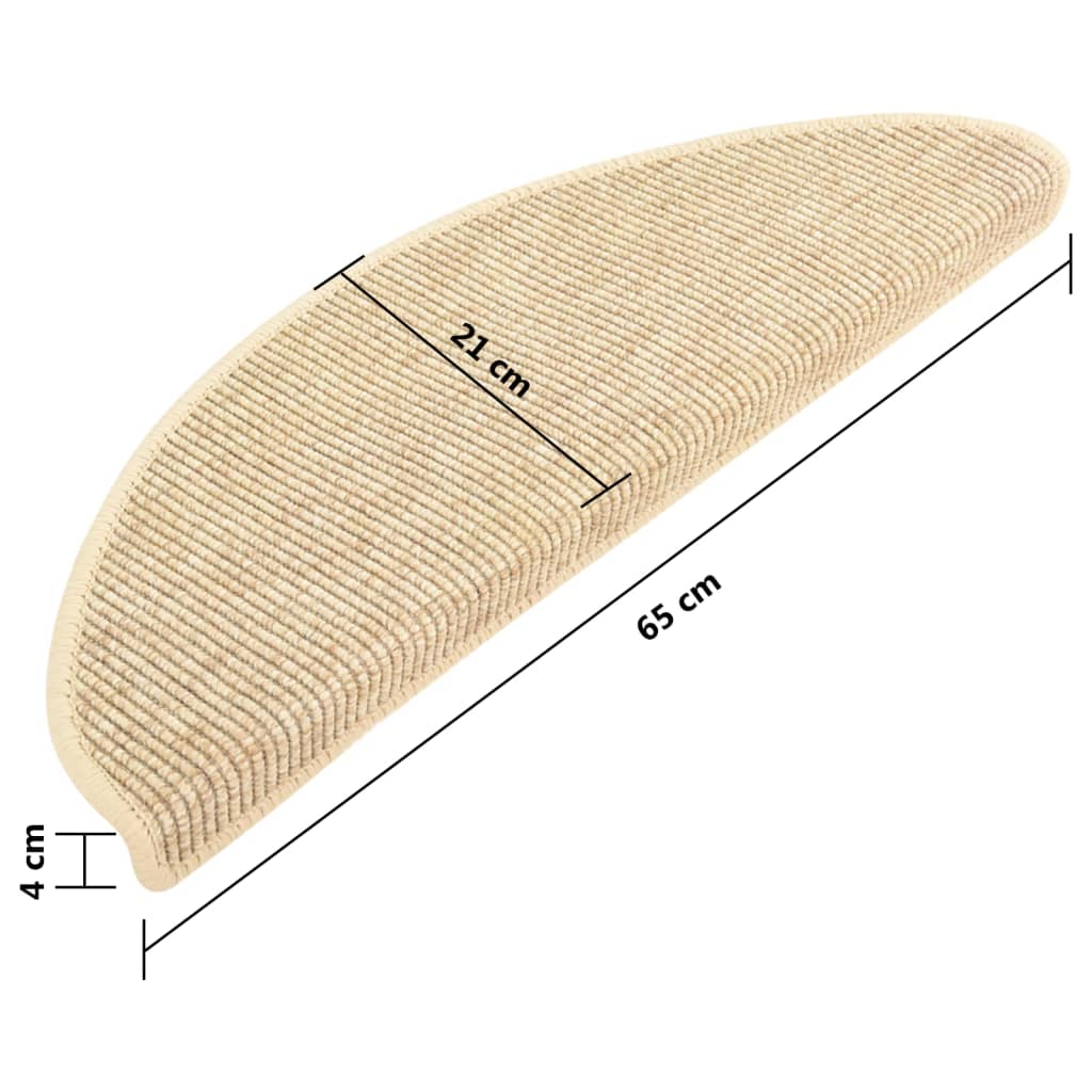 Stair Mats 15 pcs 65x21x4 cm Light Beige Half Round Large