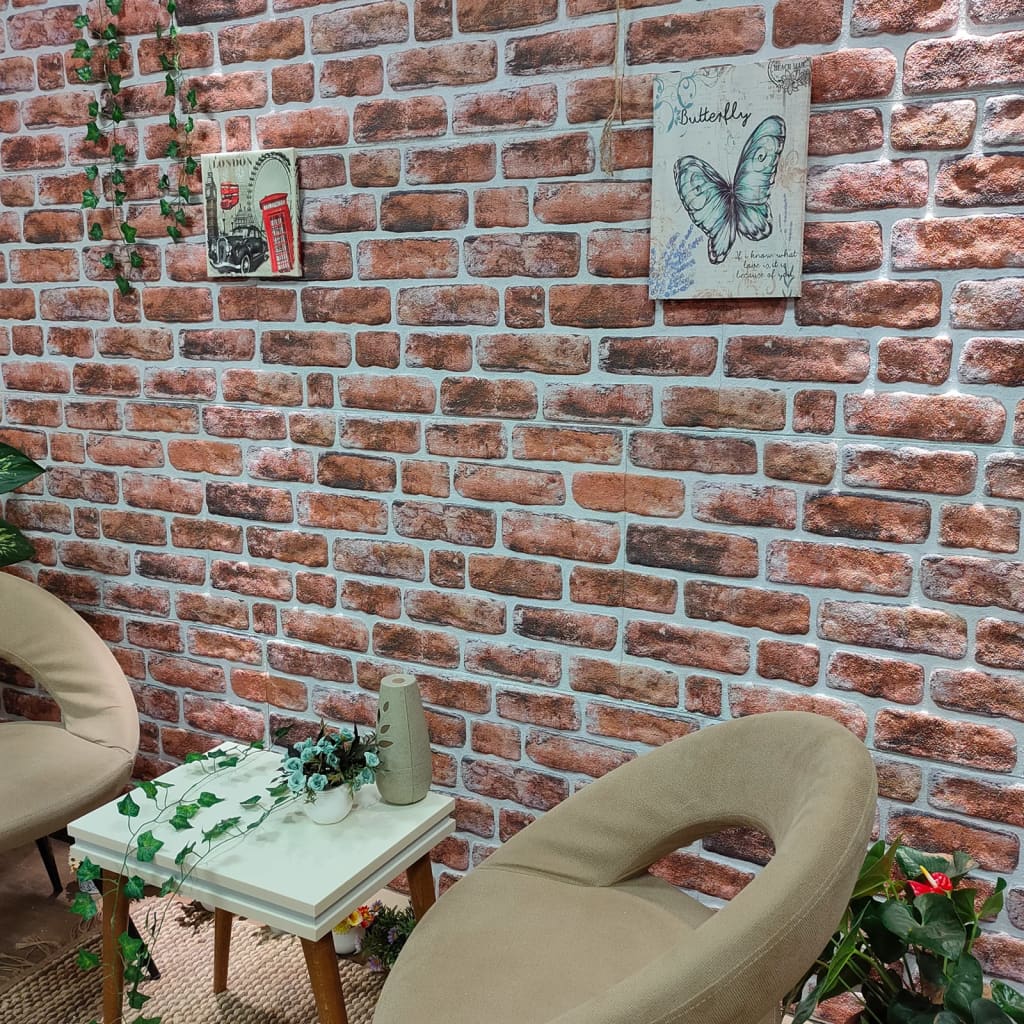 3D Wall Panels with Dark Brown Brick Design 10 pcs EPS