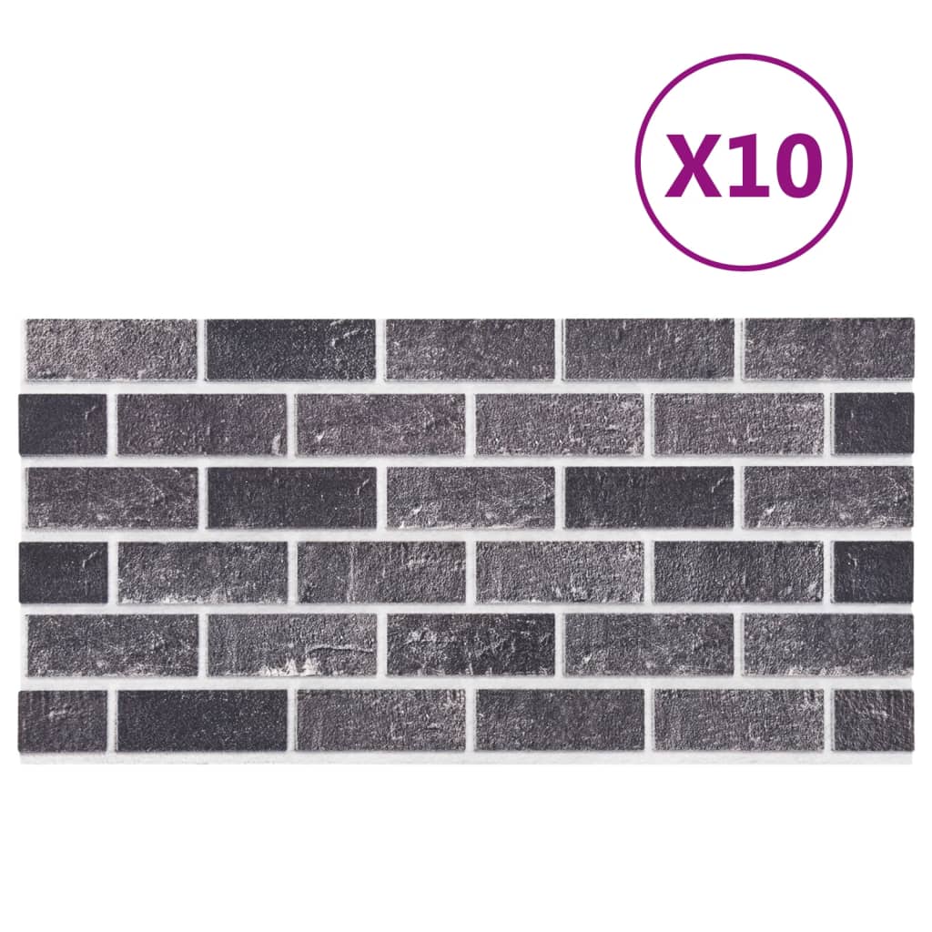 3D Wall Panels with Black & Grey Brick Design 10 pcs EPS