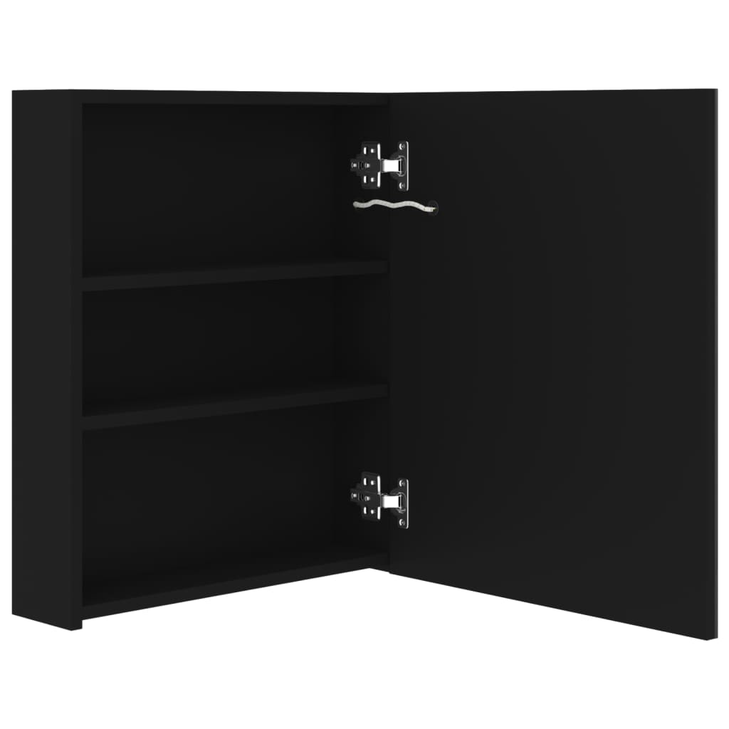 LED Bathroom Mirror Cabinet Black 50x14x60 cm