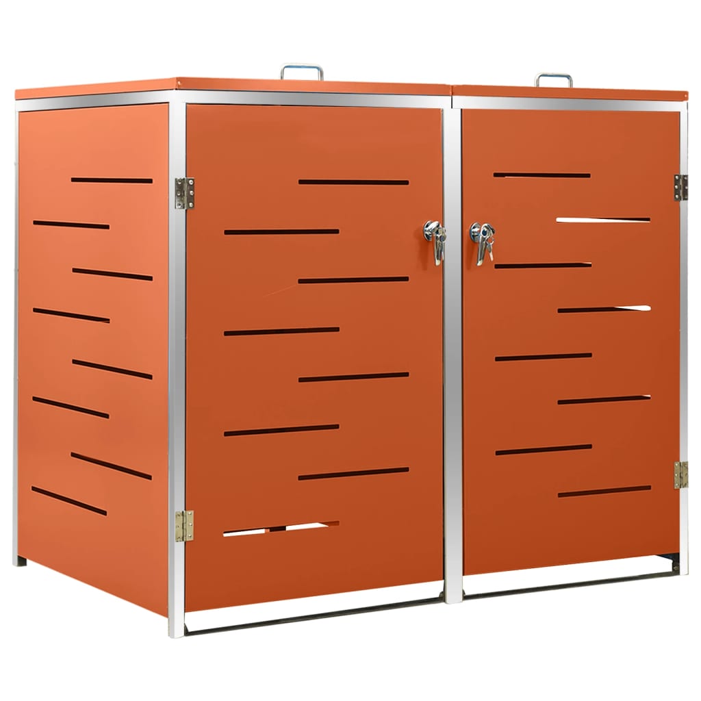 Double Wheelie Bin Shed 138x77.5x112.5 cm Stainless Steel