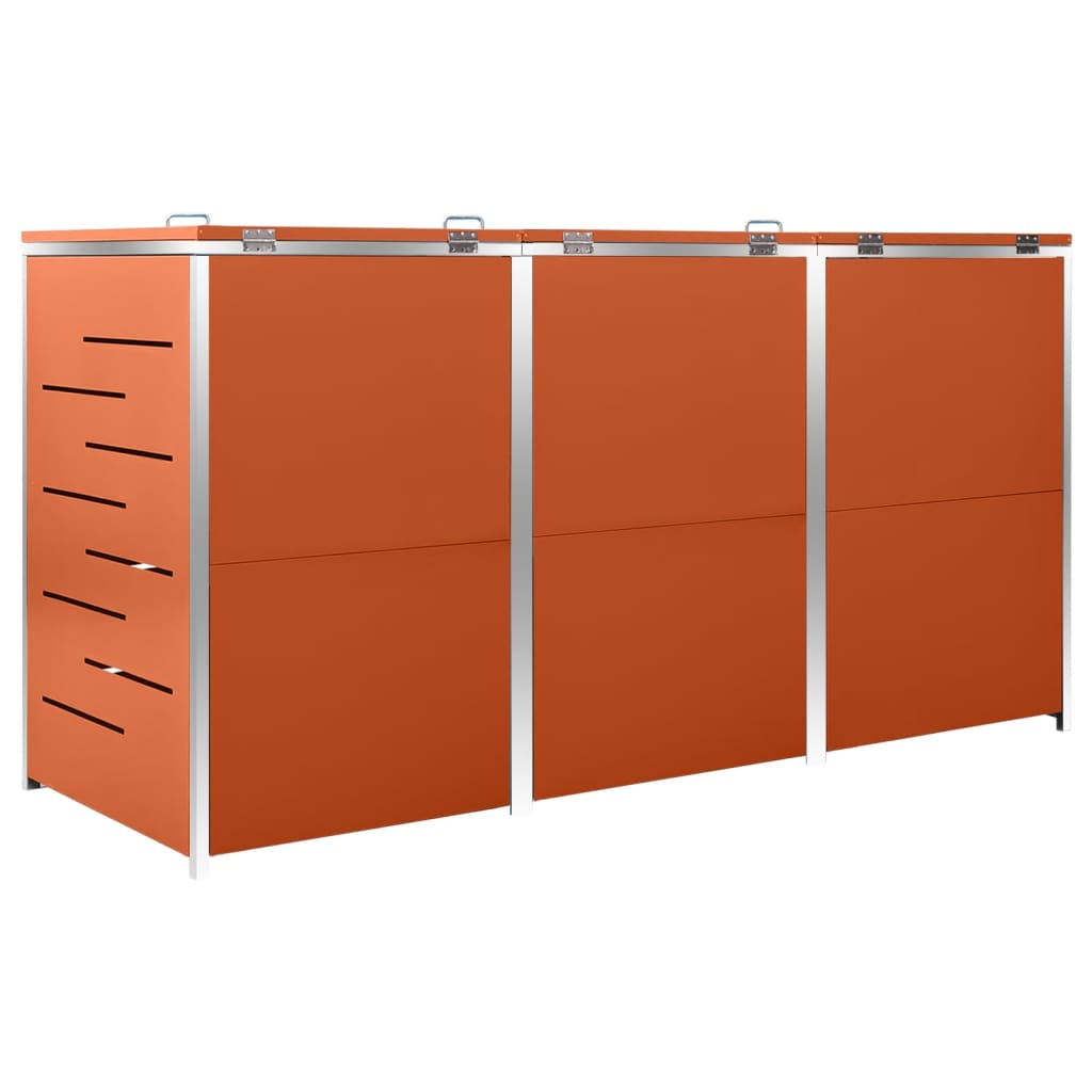 Triple Wheelie Bin Shed 207x77.5x112.5 cm Stainless Steel
