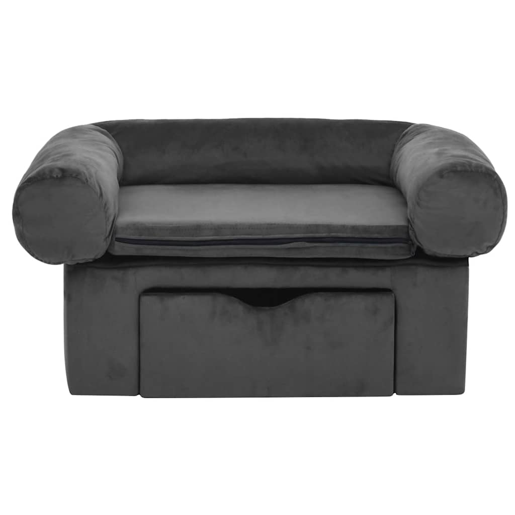 Dog Sofa with Drawer Dark Grey 75x50x38 cm Plush