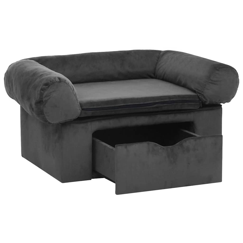 Dog Sofa with Drawer Dark Grey 75x50x38 cm Plush
