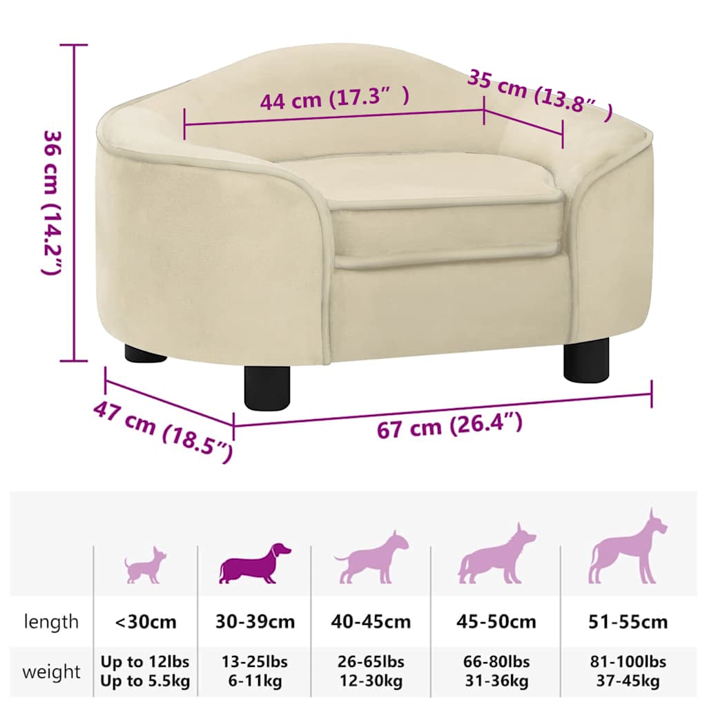 Dog Sofa Cream 67x47x36 cm Plush
