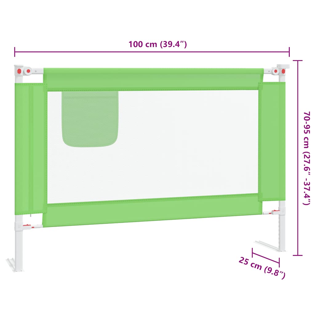 Toddler Safety Bed Rail Green 100x25 cm Fabric