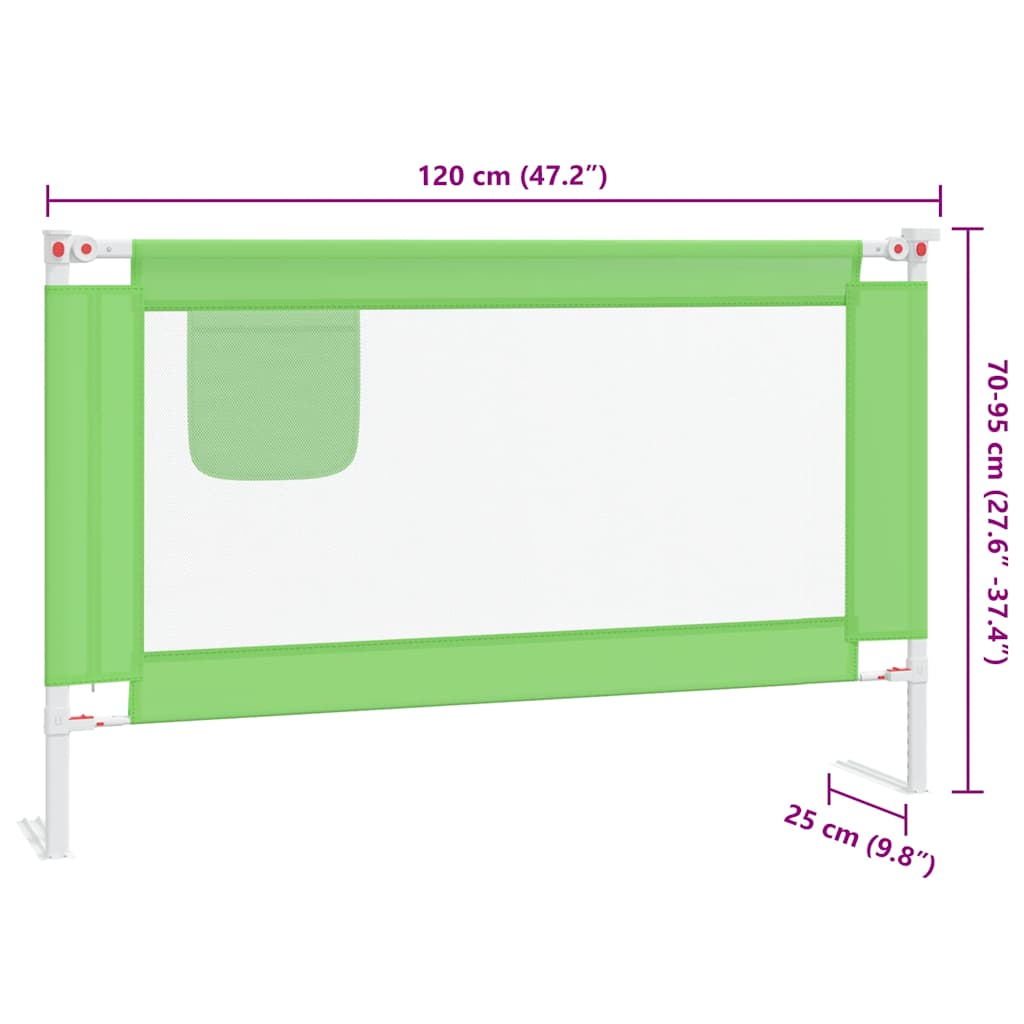 Toddler Safety Bed Rail Green 120x25 cm Fabric