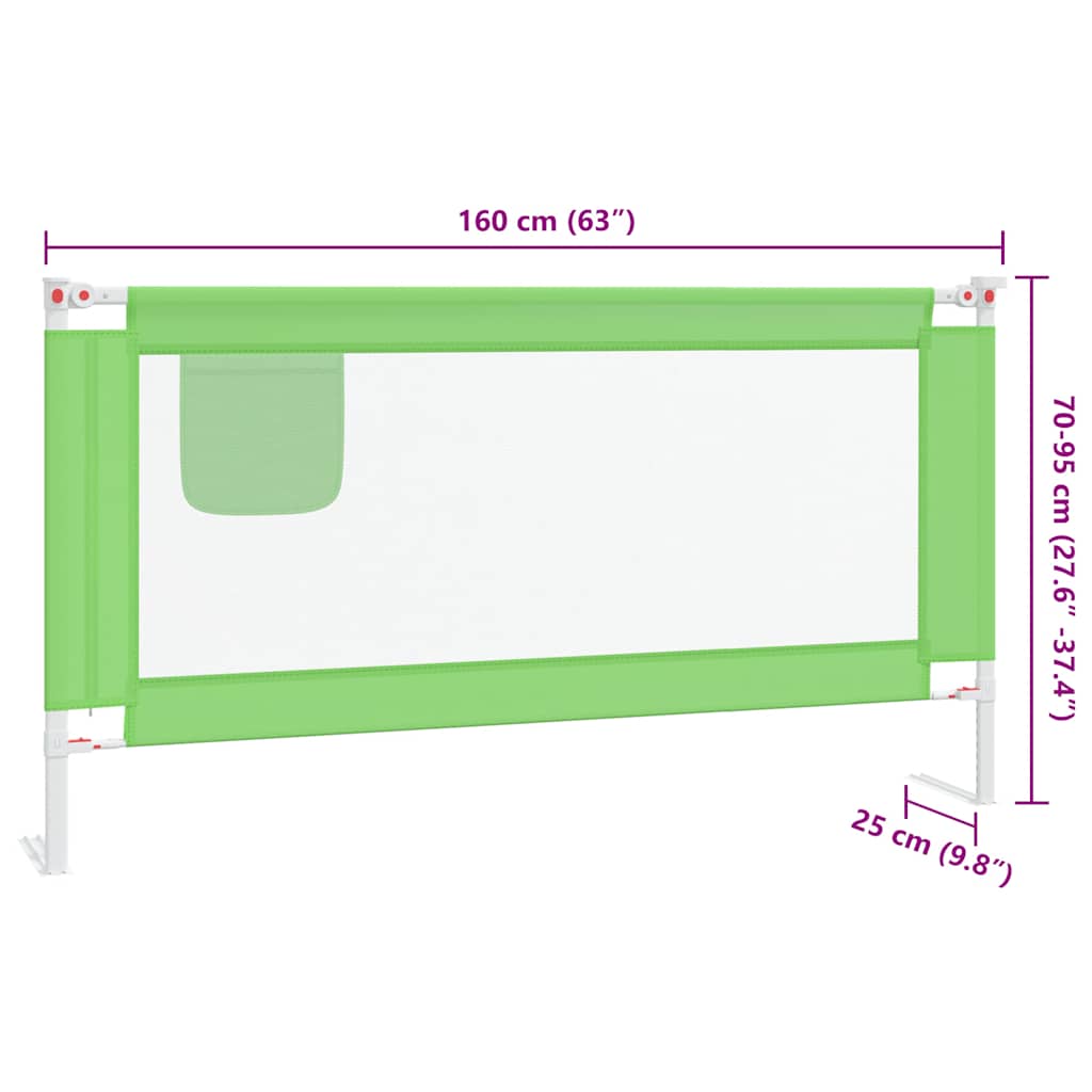 Toddler Safety Bed Rail Green 160x25 cm Fabric