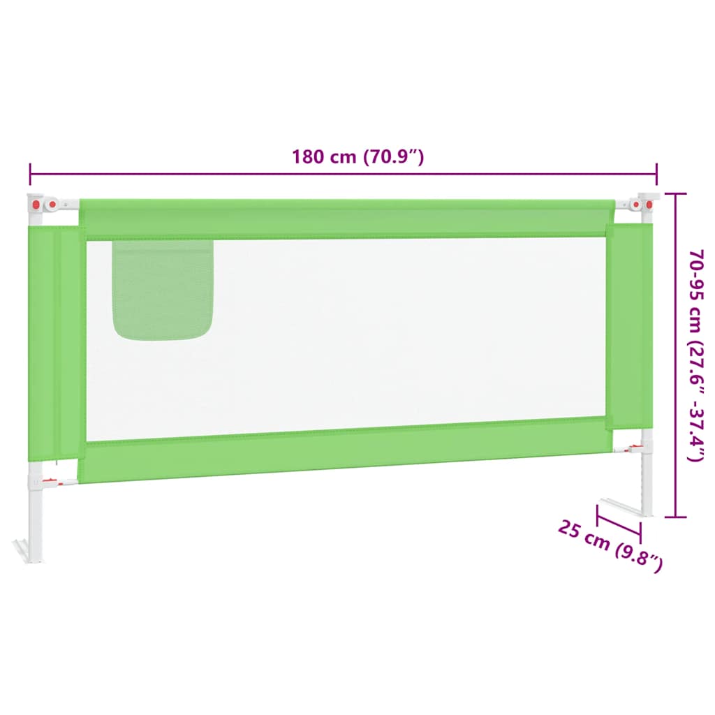 Toddler Safety Bed Rail Green 180x25 cm Fabric