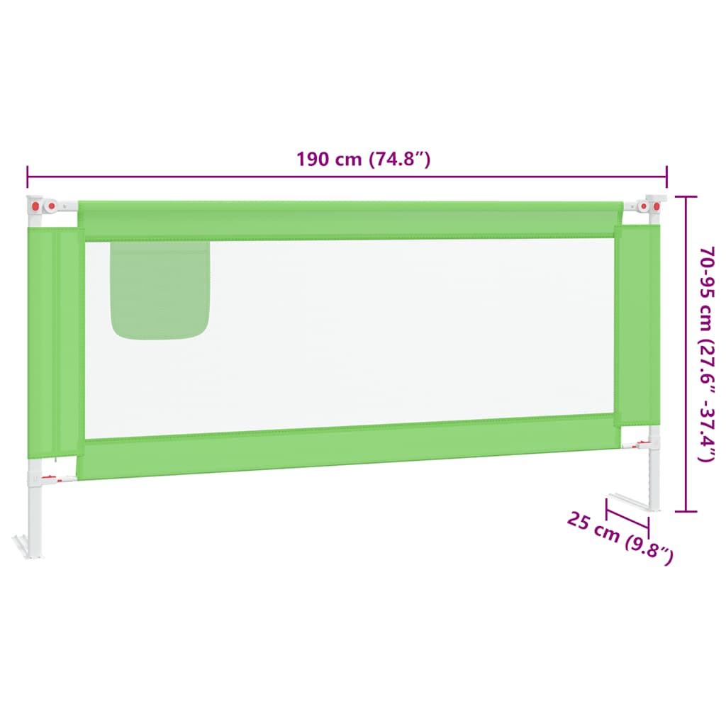 Toddler Safety Bed Rail Green 190x25 cm Fabric