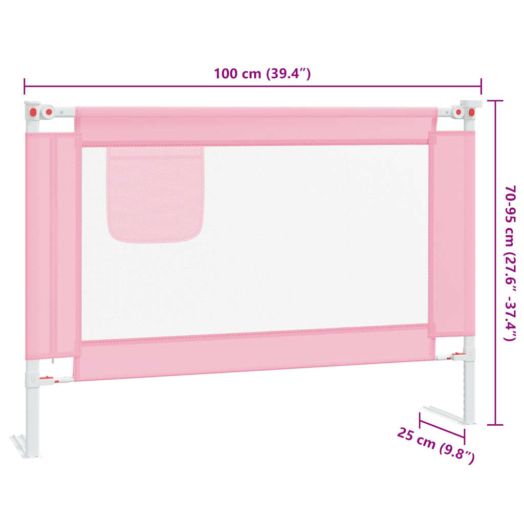 Toddler Safety Bed Rail Pink 100x25 cm Fabric