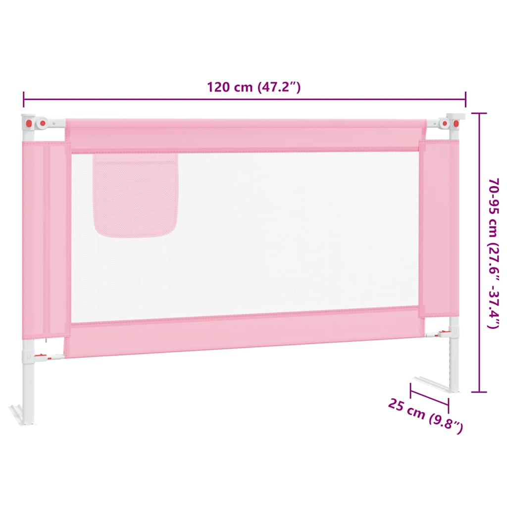 Toddler Safety Bed Rail Pink 120x25 cm Fabric