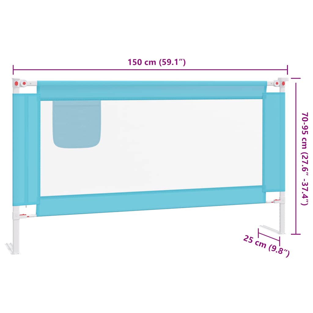 Toddler Safety Bed Rail Blue 150x25 cm Fabric