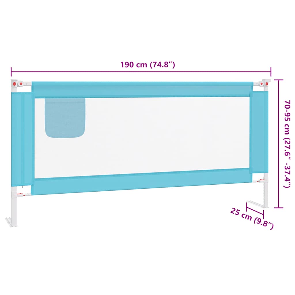 Toddler Safety Bed Rail Blue 190x25 cm Fabric