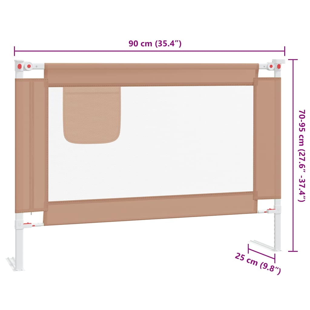 Toddler Safety Bed Rail Taupe 90x25 cm Fabric