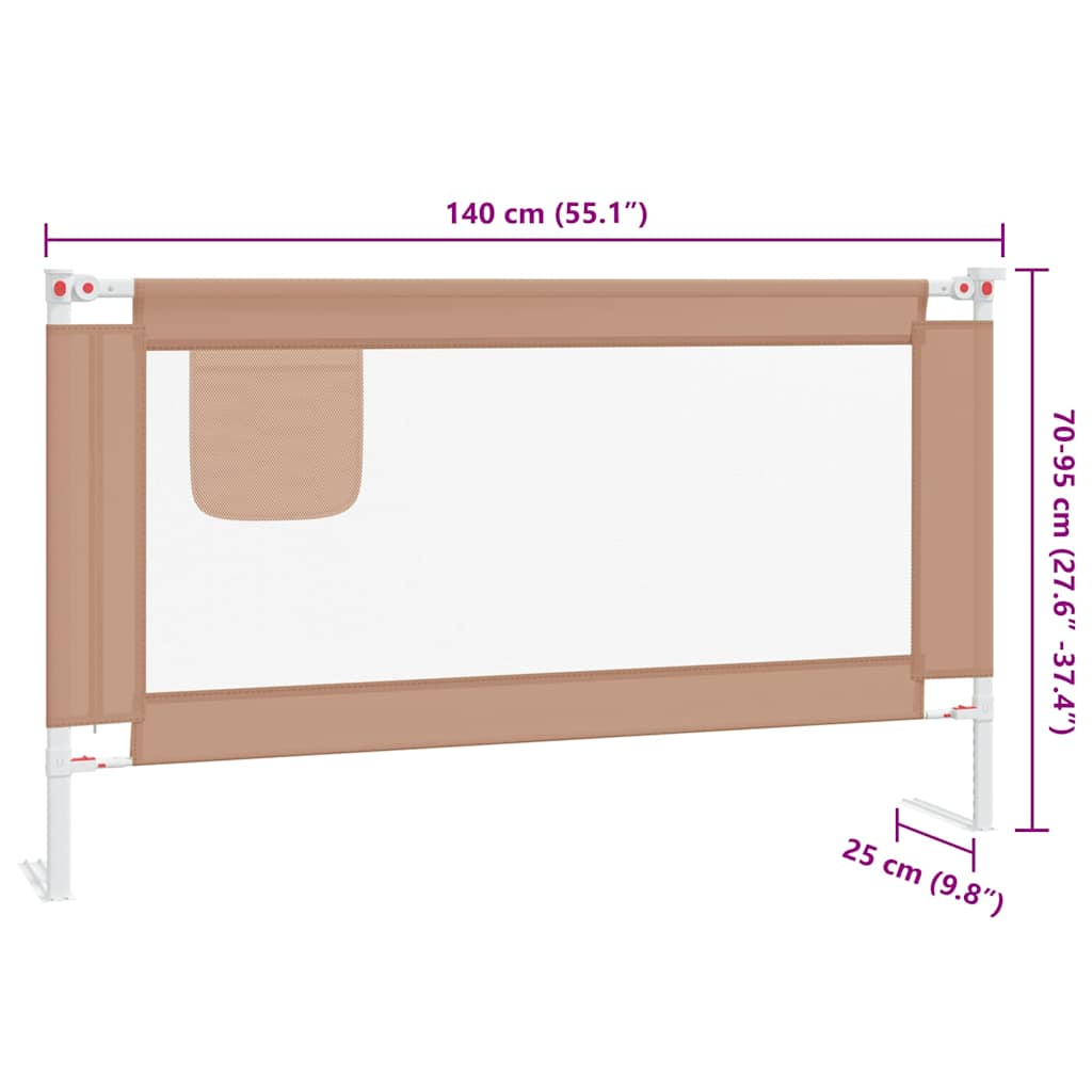 Toddler Safety Bed Rail Taupe 140x25 cm Fabric