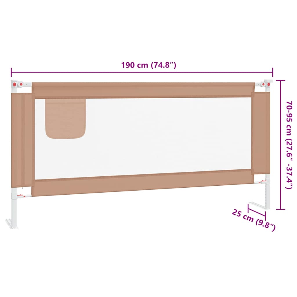 Toddler Safety Bed Rail Taupe 190x25 cm Fabric
