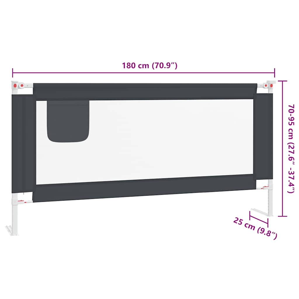 Toddler Safety Bed Rail Dark Grey 180x25 cm Fabric