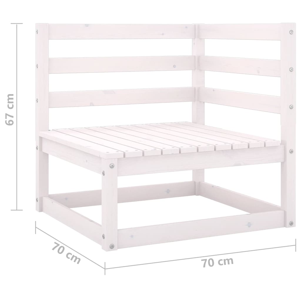 Garden Corner Sofa White Solid Wood Pine