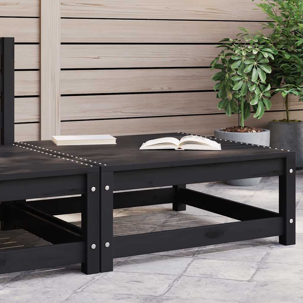 Garden Footstool 70x70x30 cm Black Solid Wood Pine