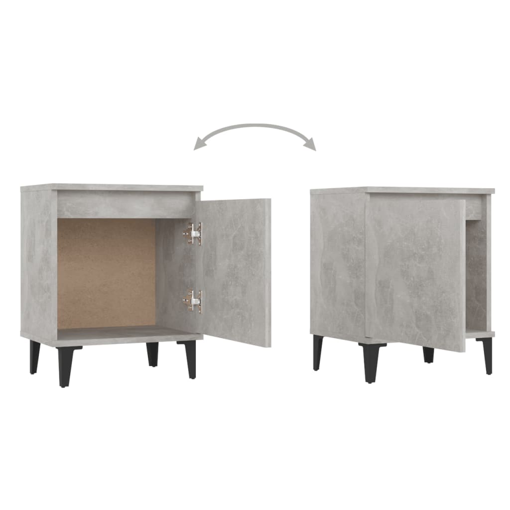 Bed Cabinet with Metal Legs Concrete Grey 40x30x50 cm