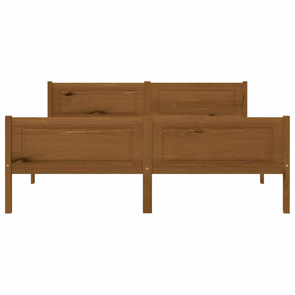 Bed Frame without Mattress Solid Pinewood Honey Brown 140x200 cm