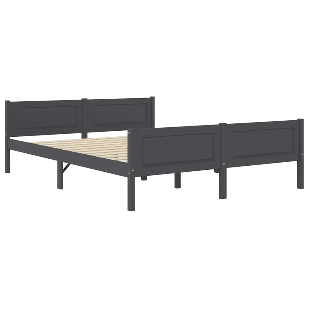 Bed Frame without Mattress Solid Pinewood Grey 120x200 cm