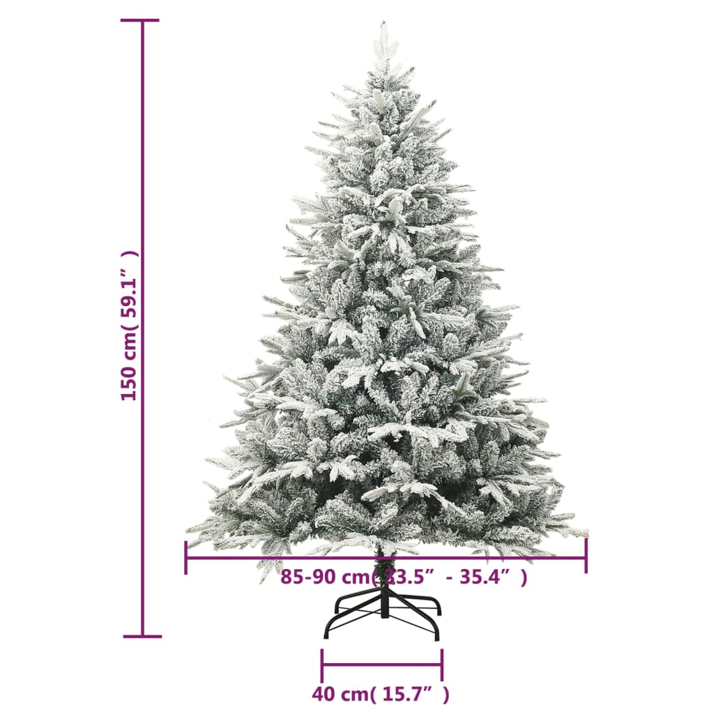 Artificial Christmas Tree with Flocked Snow Green 150 cm PVC&PE