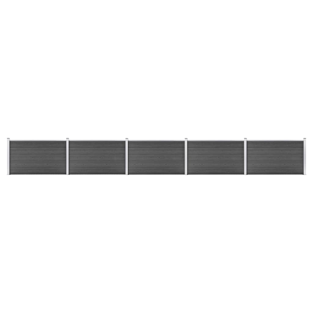 Fence Panel Set WPC 872x105 cm Black