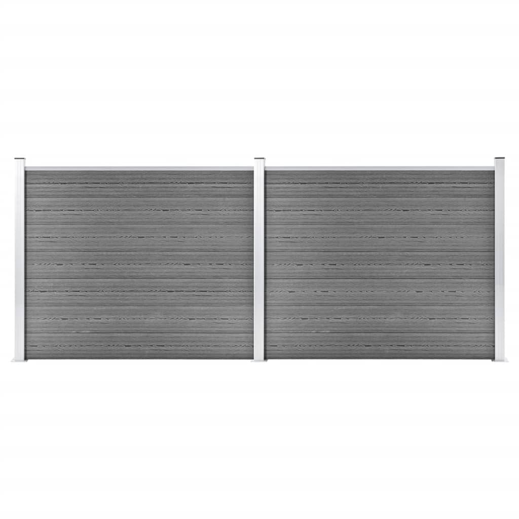 Fence Panel Set WPC 353x146 cm Grey