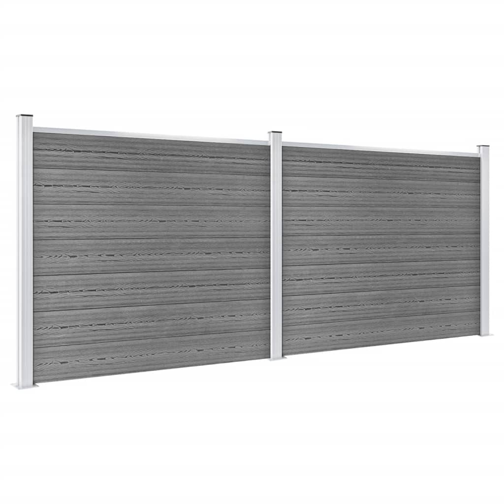 Fence Panel Set WPC 353x146 cm Grey