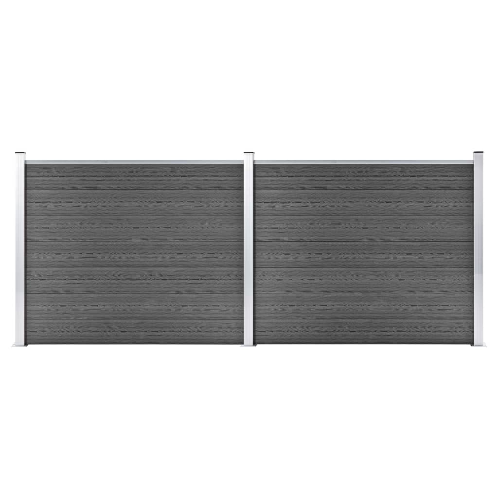 Fence Panel Set WPC 353x146 cm Black