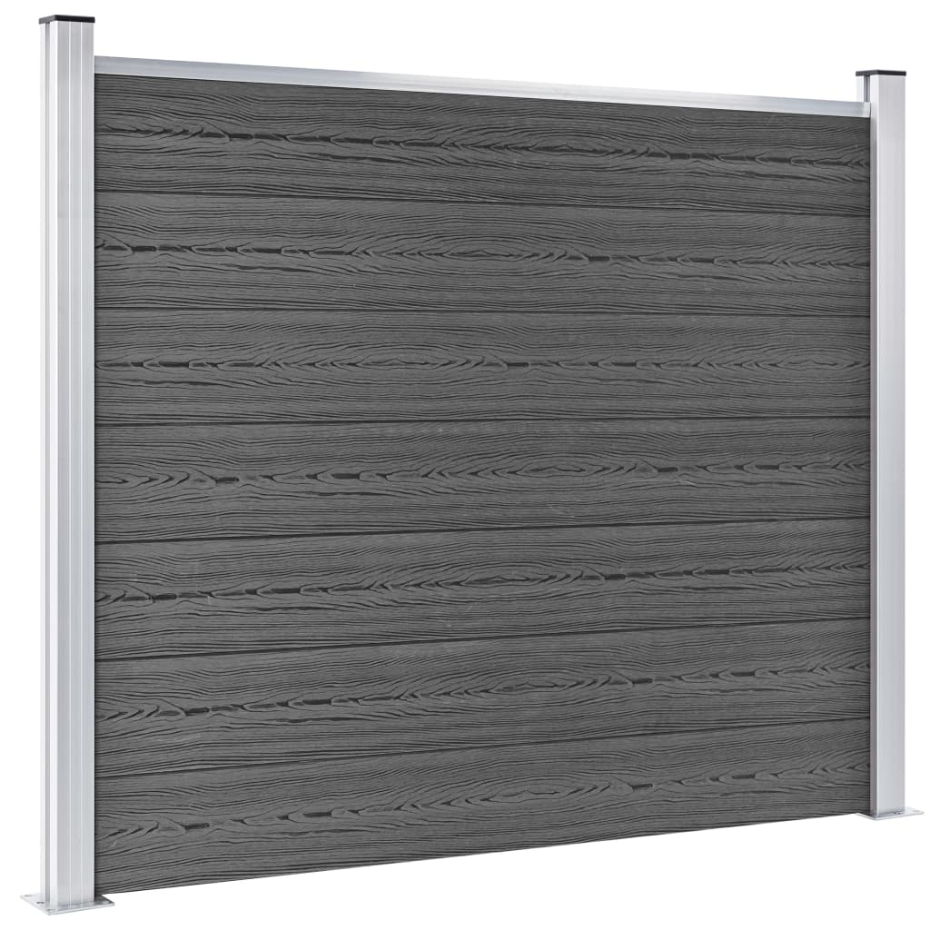 Fence Panel Set WPC 353x146 cm Black