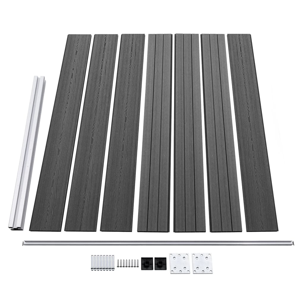 Fence Panel Set WPC 353x146 cm Black