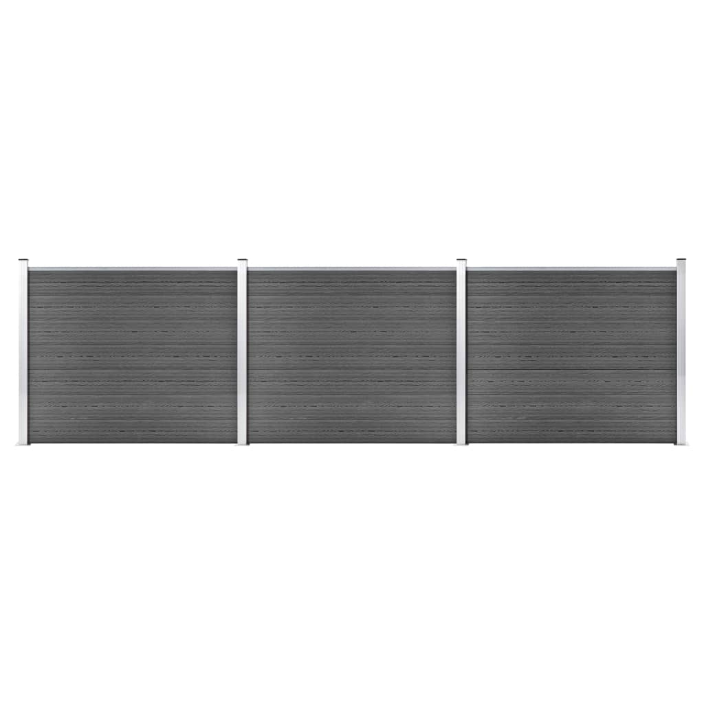 Fence Panel Set WPC 526x146 cm Black