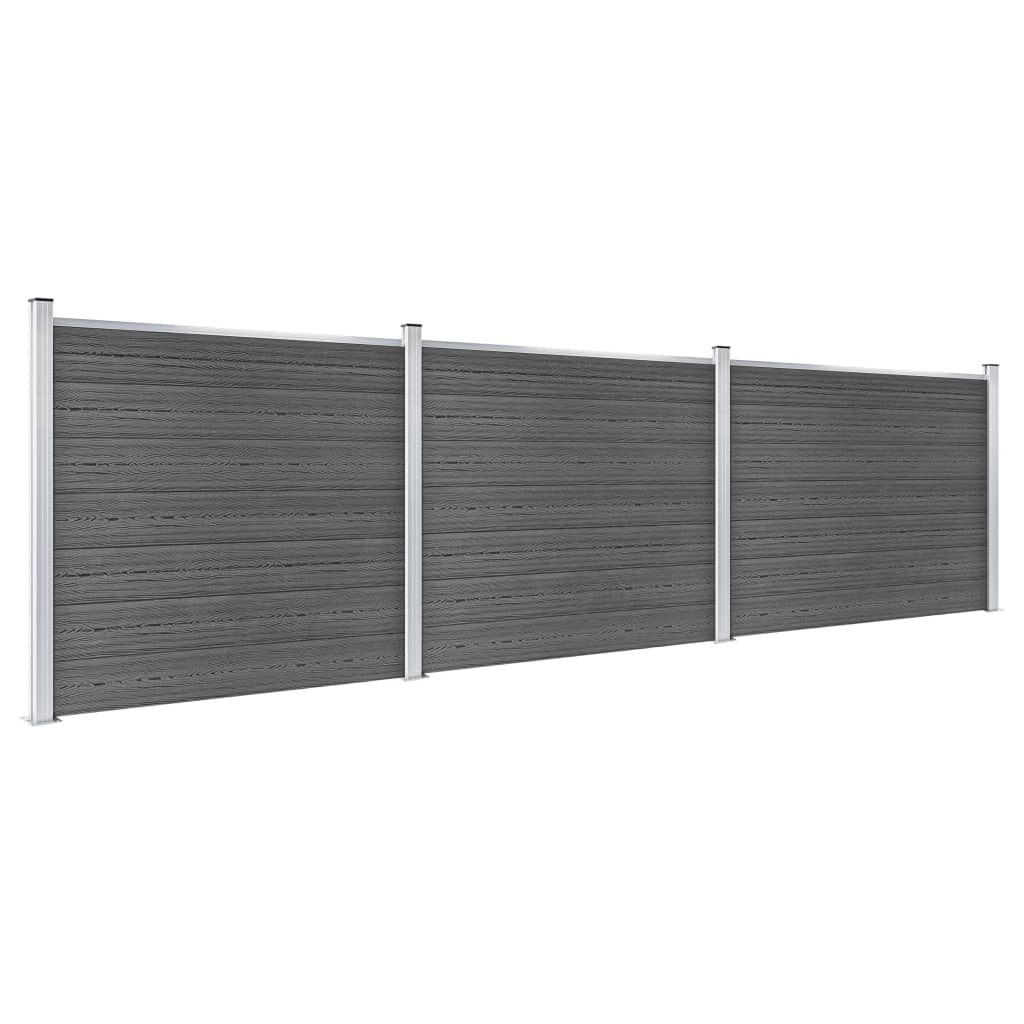 Fence Panel Set WPC 526x146 cm Black
