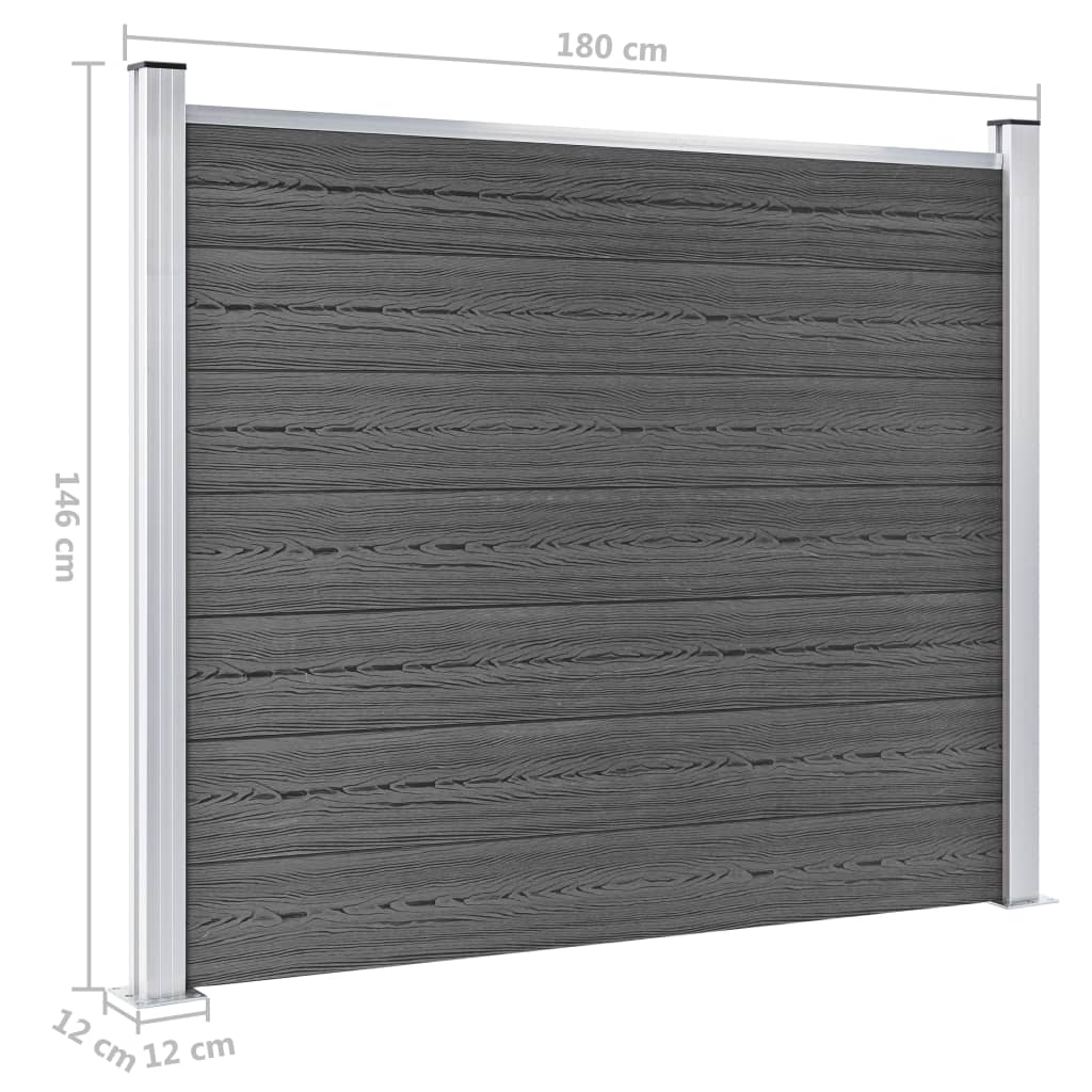 Fence Panel Set WPC 526x146 cm Black