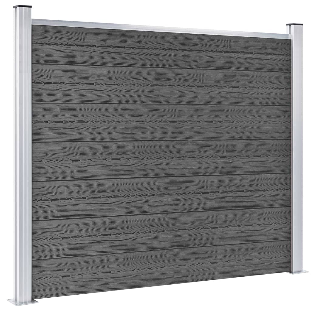 Fence Panel Set WPC 526x146 cm Black