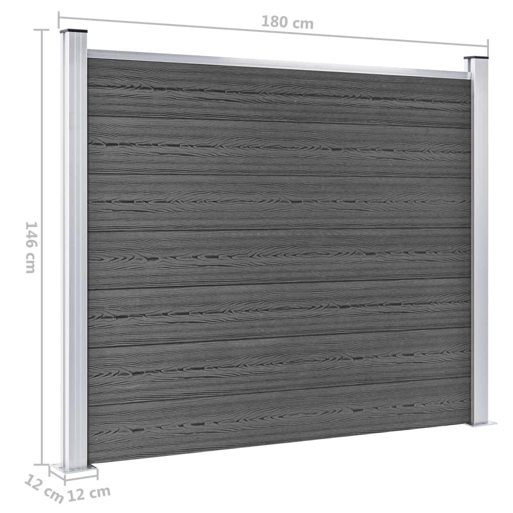 Fence Panel Set WPC 699x146 cm Black