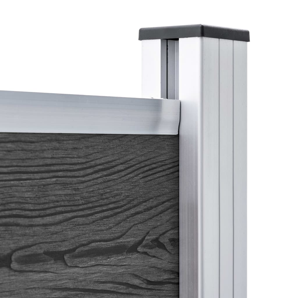 Fence Panel Set WPC 872x146 cm Black