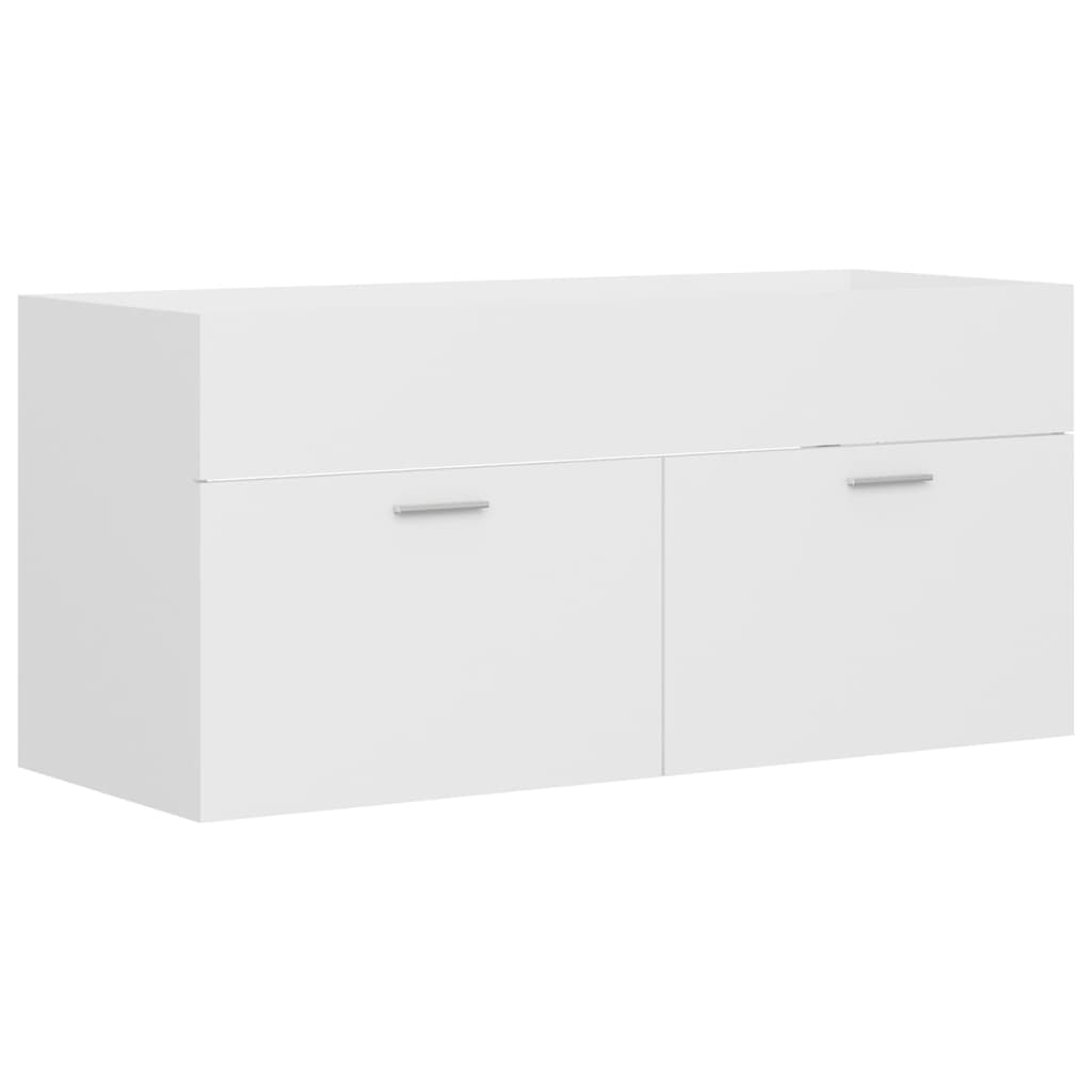 Sink Cabinet with Built-in Basin White Engineered Wood