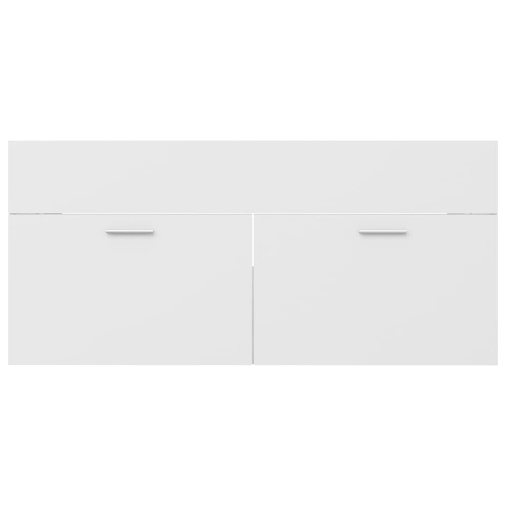 Sink Cabinet with Built-in Basin White Engineered Wood