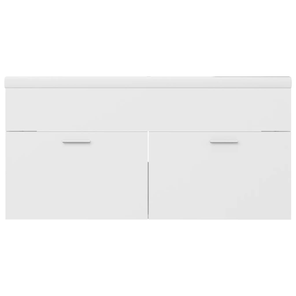 Sink Cabinet with Built-in Basin White Engineered Wood