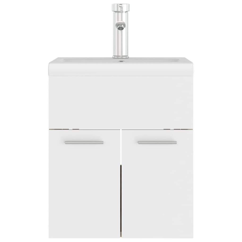 Sink Cabinet with Built-in Basin White and Sonoma Oak Engineered Wood